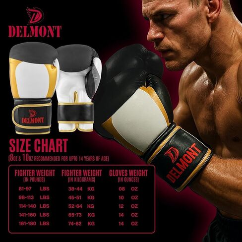 Delmont Boxing Gloves for Men and Women - Heavy Bag, Kickboxing, Sparring & Training Gloves with Multi-Layer Padding, Wrist Support & Breathable Lining - Pro Gloves for Adult Fighters & Beginners in Kuwait