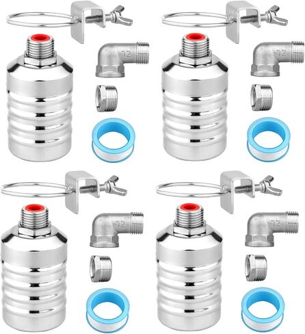 4 Sets Water Float Valve Kit, 1/2" to 3/4'' Stainless Steel Automatic Water Level Control Shut Off Float Valve for Aquarium Swimming Pool Fish Tank Livestock Trough Distiller in Saudi Arabia
