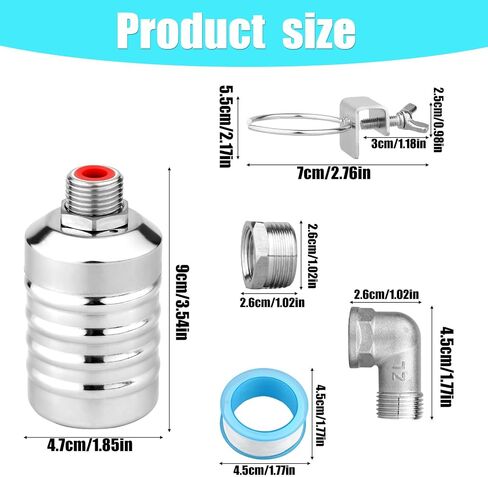 4 Sets Water Float Valve Kit, 1/2" to 3/4'' Stainless Steel Automatic Water Level Control Shut Off Float Valve for Aquarium Swimming Pool Fish Tank Livestock Trough Distiller in Saudi Arabia