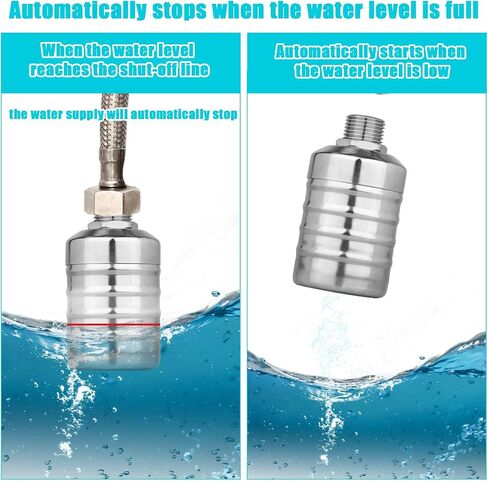 4 Sets Water Float Valve Kit, 1/2" to 3/4'' Stainless Steel Automatic Water Level Control Shut Off Float Valve for Aquarium Swimming Pool Fish Tank Livestock Trough Distiller in Saudi Arabia