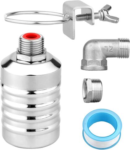 4 Sets Water Float Valve Kit, 1/2" to 3/4'' Stainless Steel Automatic Water Level Control Shut Off Float Valve for Aquarium Swimming Pool Fish Tank Livestock Trough Distiller in Saudi Arabia