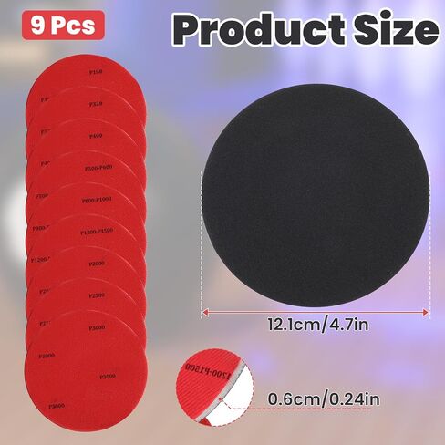 9 Pcs Bowling Ball Sanding Pads,Polishing Cleaning Kit,Sanding Pads Set with Grit 180 320 400 500 800 1000 1200 1500 2000 2500 3000 Bowling Accessories for Surface Pad Cleaning Polishing Ball Pad in Saudi Arabia
