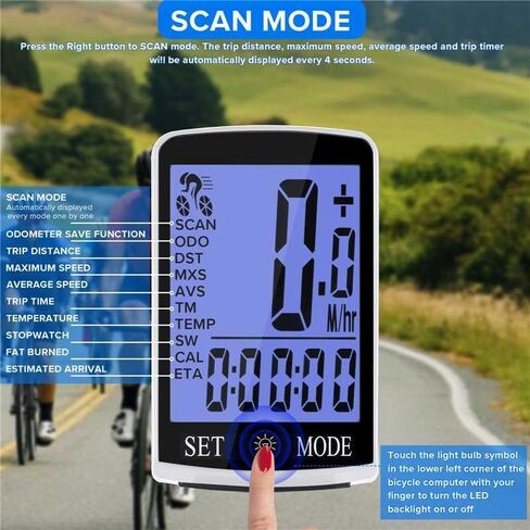 كمبيوتر الدراجة ومقياس الدراجات اللاسلكي العلمان الكبير 3.3 كيلومتر كيلومتر/ساعة عداد السرعة الدراجة مع تلقائي تلقائي لسرقة المدرسة متعقب السرعة متعددة الوظائف in Kuwait