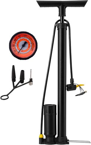 Bike Pump with Gauge,High Pressure,Floor Bicycle Pump Compatible with Presta and Schrader Valve in Saudi Arabia