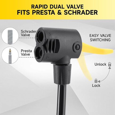Bike Pump with Gauge,High Pressure,Floor Bicycle Pump Compatible with Presta and Schrader Valve in Saudi Arabia