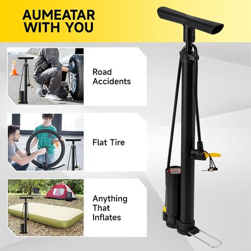Bike Pump with Gauge,High Pressure,Floor Bicycle Pump Compatible with Presta and Schrader Valve in Saudi Arabia