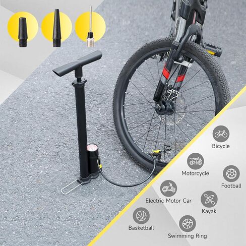 Bike Pump with Gauge,High Pressure,Floor Bicycle Pump Compatible with Presta and Schrader Valve in Saudi Arabia