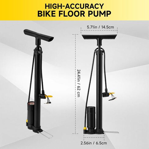 Bike Pump with Gauge,High Pressure,Floor Bicycle Pump Compatible with Presta and Schrader Valve in Saudi Arabia