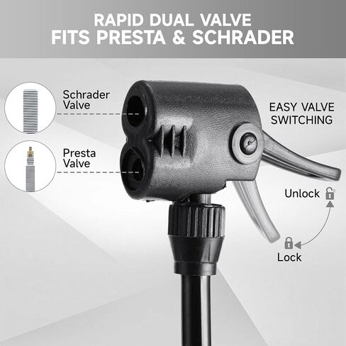 Bike Pump with Gauge,High Pressure,Floor Bicycle Pump Compatible with Presta and Schrader Valve in Saudi Arabia