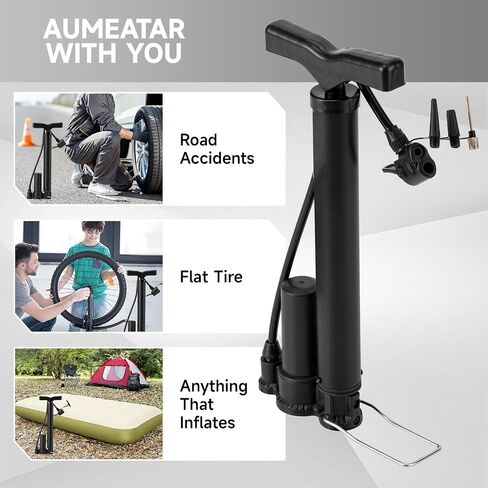 Bike Pump with Gauge,High Pressure,Floor Bicycle Pump Compatible with Presta and Schrader Valve in Saudi Arabia