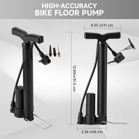 Bike Pump with Gauge,High Pressure,Floor Bicycle Pump Compatible with Presta and Schrader Valve in Saudi Arabia