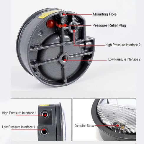 Differential Pressure Gauge, 1 8in NPT Aluminum for HVAC and Electronics in Saudi Arabia