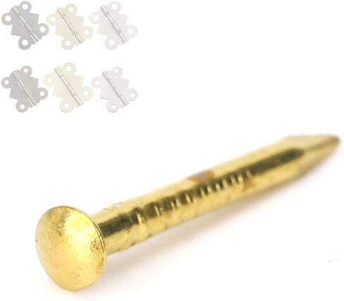 100Pcs Brass Nails, Rosette Pins Round Head Brass Brad Nail for Wood, for Hanging Picture Frame Mirrors Furniture Hinge Hardware Accessories (10mm Long) in Saudi Arabia