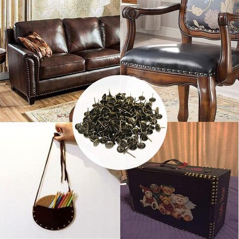 500Pcs Upholstery Tacks, BetterJonny Decorative Furniture Nails Pins Silvery Metal Thumb Tacks for Upholstered Furniture Cork Board, Home Decor(17X11MM) in Saudi Arabia