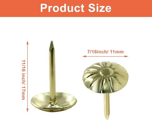 Waziaqoc 200 PCS Tooting style Teveredstery Toots ، Gold Daisy tepholstery Nails ، 7/16 INC Round Decorative Thumb Dins Kit for Furniture Sofa DIY in Saudi Arabia