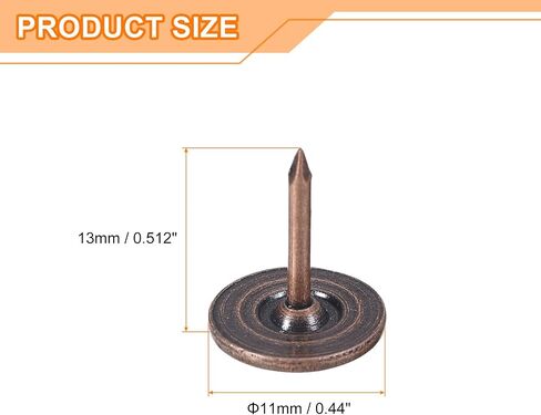 uxcell Upholstery Tacks Nail Pins Furniture, 100Pcs 11x17mm Thumb Tack Pins Assortment Kit Carbon Steel for Home Sofa DIY Decorative Nail Heads Nails, Red Bronze in Saudi Arabia