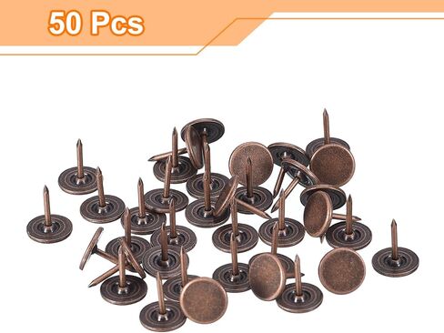 uxcell Upholstery Tacks Nail Pins Furniture, 100Pcs 11x17mm Thumb Tack Pins Assortment Kit Carbon Steel for Home Sofa DIY Decorative Nail Heads Nails, Red Bronze in Saudi Arabia