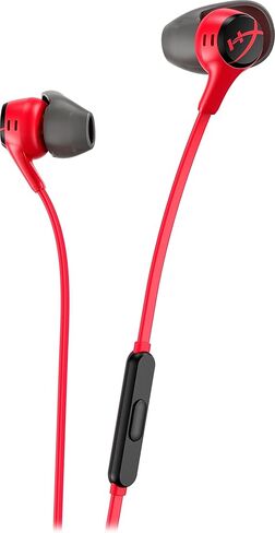 HyperX Cloud Earbuds II 14mm Drivers, Four Eartips, Hard-Shell Carrying Case, Low-Profile 90° Plug, 3.5mm Plug, Built-in Microphone, Multi-Function Button, PC, Mobile, Nintendo Switch, Black (Renewed) in Kuwait
