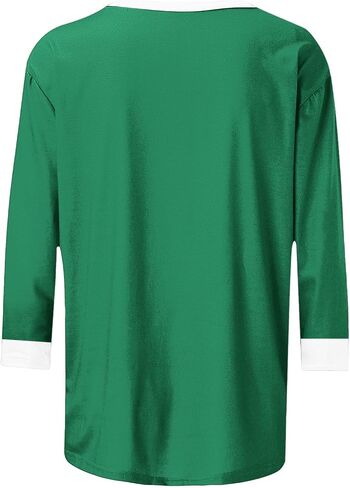 3/4 Sleeve Tops for Women Color Block Casual Summer T-Shirt Cute Crew Neck Cotton T Shirts Comfy Loose Blouse in Saudi Arabia