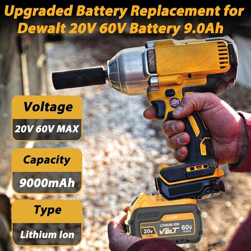 2pack 9.0AH استبدال DEWALT 20V 60V Flexvolt Lithium متوافق مع DeWalt 20 60 Volt Max Battery DCB609 DCB606 DCB612 DCB200 DCB201 DCB203 DCB204 DCB206 DCB207 DCB209 in Saudi Arabia