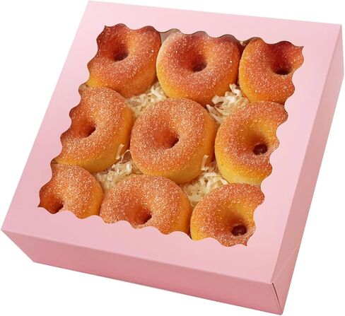 qiqee 8x8x2.5 بوصة مربع معجنات أبيض مع صناديق فطيرة الدونات 12pcs مربع (تلقائي البوب ​​لأعلى) in Saudi Arabia