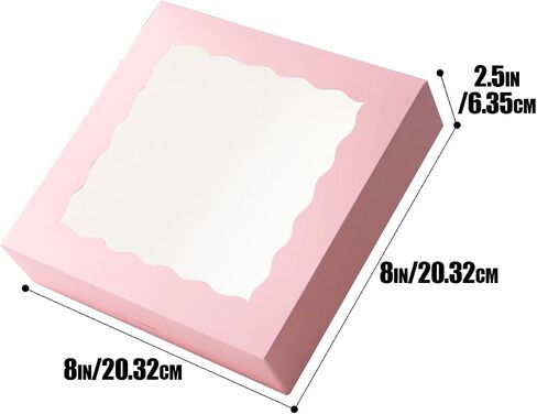 qiqee 8x8x2.5 بوصة مربع معجنات أبيض مع صناديق فطيرة الدونات 12pcs مربع (تلقائي البوب ​​لأعلى) in Saudi Arabia