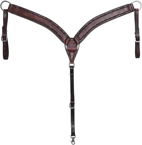 HILASON Western Horse Headstall Breast Collar Set Genuine American Leather Barb Wire Dark Brown | for Horses in Saudi Arabia