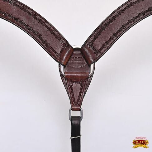HILASON Western Horse Headstall Breast Collar Set Genuine American Leather Barb Wire Dark Brown | for Horses in Saudi Arabia