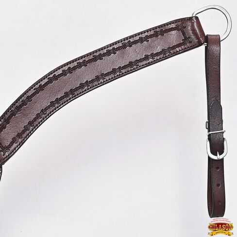 HILASON Western Horse Headstall Breast Collar Set Genuine American Leather Barb Wire Dark Brown | for Horses in Saudi Arabia