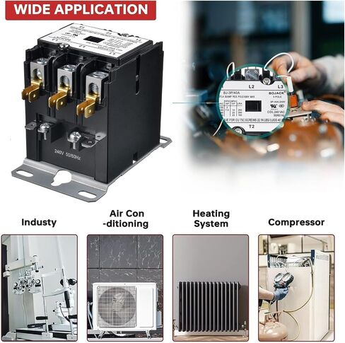 BOJACK 3 POLES FLA 40 AMP COIL 240 VAC مكيف مكثف مكثف مكثف محدد AC محدد الغرض الموصل 240V in Saudi Arabia