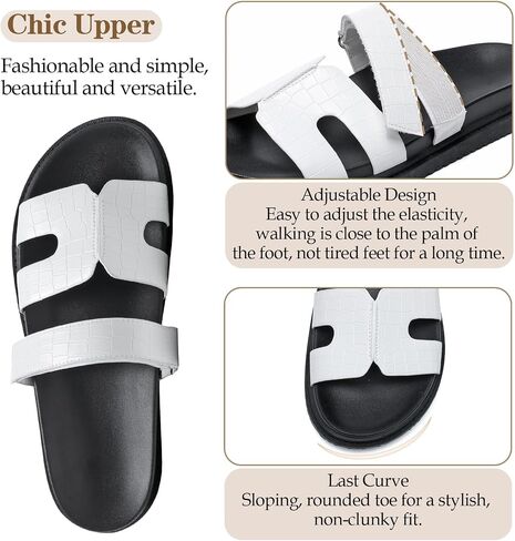 JSWEI Women's Slide Sandals Women's Slippers Shoes Non-Slip Comfortable and Adjustable Summer with Arch Support Indoor/Outdoor Flat Slippers Beach Sandalias Para Mujer in Saudi Arabia