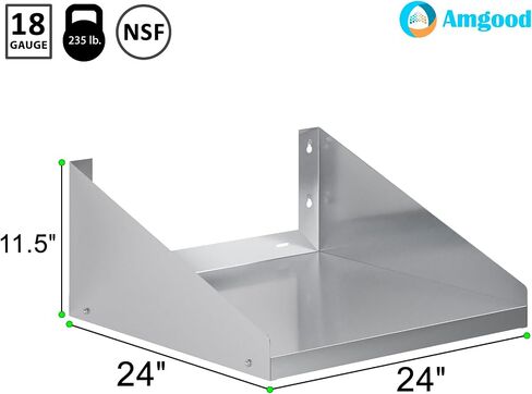 AmGood Stainless Steel Microwave Shelf | NSF Certified | Appliance Shelf | Heavy Duty | Commercial Grade | Wall Mount | Silver (24" Length x 24" Width) in Saudi Arabia