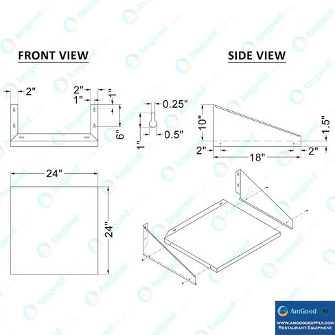 AmGood Stainless Steel Microwave Shelf | NSF Certified | Appliance Shelf | Heavy Duty | Commercial Grade | Wall Mount | Silver (24" Length x 24" Width) in Saudi Arabia