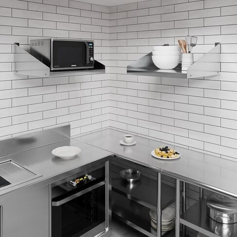 AmGood Stainless Steel Microwave Shelf | NSF Certified | Appliance Shelf | Heavy Duty | Commercial Grade | Wall Mount | Silver (24" Length x 24" Width) in Saudi Arabia