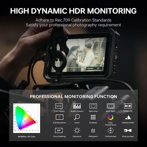 Viltrox DC-L1 7 "شاشة حقل الكاميرا شاشة اللمس شاشة DSLR Kamera مع زاوية عرض واسعة 170 درجة ، 600 شباط ، HD 1280X800 IPS 4K HDMI حلقة/خارج مع توصيل الموجي في التركيز على التركيز ، البطارية ، غطاء الشمس in Kuwait