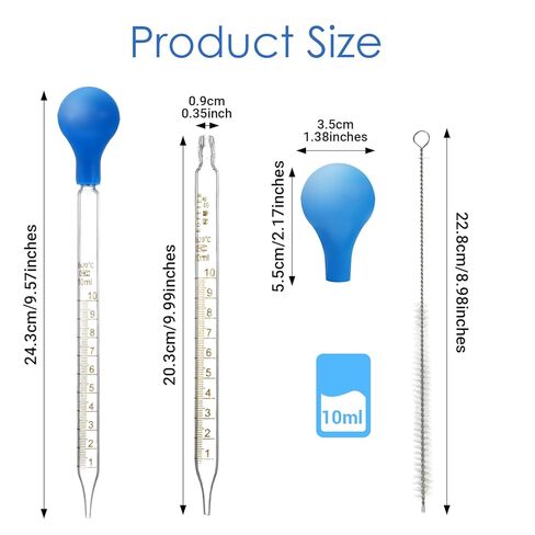 3 PCS 10ML الزجاج المتدرج قطرة أنابيب مختبر قطرة الزجاج السائل مع فرشاة تنظيف 1 PCS و 2 CAPBER CAPS CAPS مختبر ماصتين لزيت الأساسي السائل in Saudi Arabia
