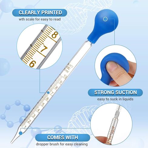 3 PCS 10ML الزجاج المتدرج قطرة أنابيب مختبر قطرة الزجاج السائل مع فرشاة تنظيف 1 PCS و 2 CAPBER CAPS CAPS مختبر ماصتين لزيت الأساسي السائل in Saudi Arabia