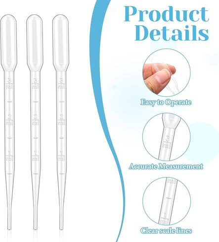 1000 PCS 3ml Pipette Dropper, Disposable Plastic Droppers Pipettes Accurate Liquid Dropper Clear Transfer Pipettes Graduated Ml Eye Droppers for Crafts Essential Liquids Laboratory Science Experiment in Saudi Arabia