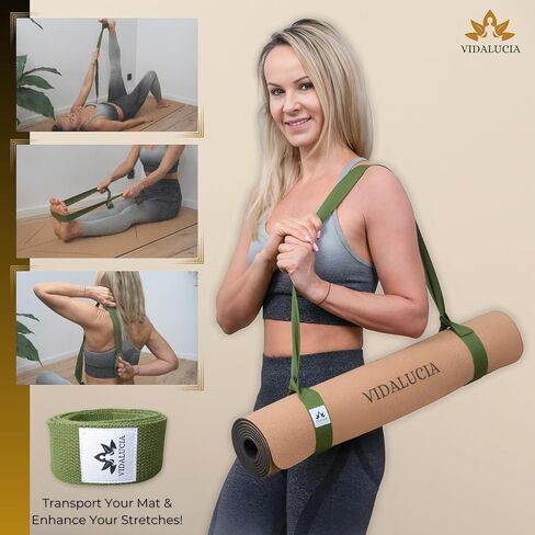 Cork Yoga Mat - 72 "× 26" لا تنحدر من اليوغا مع FSC مع مصدقة من الفلين البرتغالي والقاعدة المطاطية الطبيعية - حصيرة ساخنة سميكة 5 مم للمنزل والاستوديو - ملحقات اليوغا لجميع المستويات in Saudi Arabia