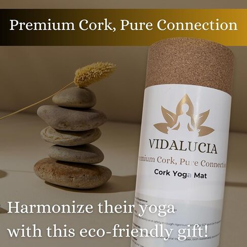 Cork Yoga Mat - 72 "× 26" لا تنحدر من اليوغا مع FSC مع مصدقة من الفلين البرتغالي والقاعدة المطاطية الطبيعية - حصيرة ساخنة سميكة 5 مم للمنزل والاستوديو - ملحقات اليوغا لجميع المستويات in Saudi Arabia