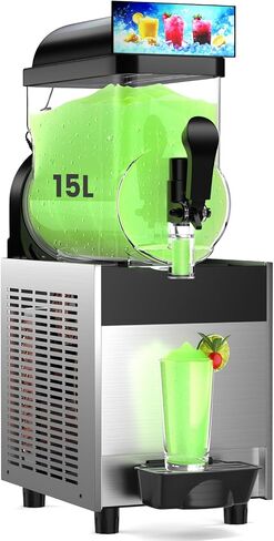 4 Gal/15L Commercial Margarita Machine with LED Light, 15L×1 Tanks Commercial Frozen Drink Machine, Stainless Steel Margarita Smoothie Maker, Quick Making, for Wine Cocktails, Daiquiri Juice, Coffee in Saudi Arabia