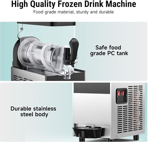 4 Gal/15L Commercial Margarita Machine with LED Light, 15L×1 Tanks Commercial Frozen Drink Machine, Stainless Steel Margarita Smoothie Maker, Quick Making, for Wine Cocktails, Daiquiri Juice, Coffee in Saudi Arabia