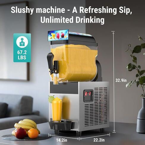 4 Gal/15L Commercial Margarita Machine with LED Light, 15L×1 Tanks Commercial Frozen Drink Machine, Stainless Steel Margarita Smoothie Maker, Quick Making, for Wine Cocktails, Daiquiri Juice, Coffee in Saudi Arabia