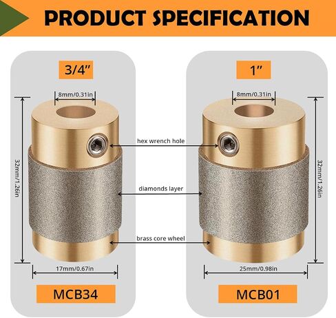 1 "Diamond طحن بت MCB01 النحاس الأساسي الأساسي العجلات المطحنة ملون رأس الأداة لجريفون Delphiglass Glastar الأجزاء القياسية (1 بوصة) in Kuwait