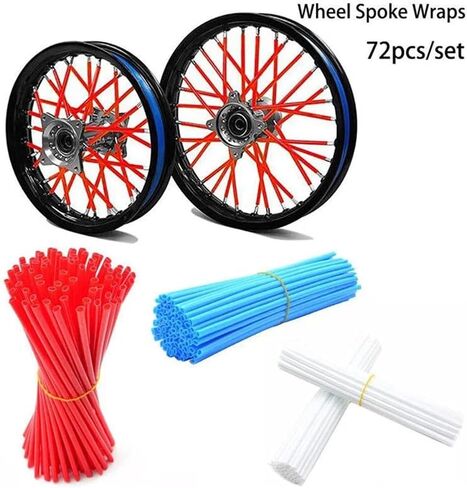 RUIXINGDIANZISHANGWU دراجة نارية 72PCS حافة العجلات تحدث مجموعة الغلاف الغطاء الجلد متوافق مع موتوكروس الأوساخ حفرة الدراجة ENDURO (Rose Red) in Kuwait