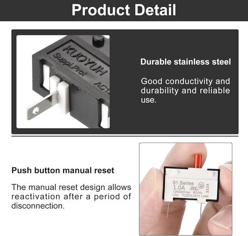 DMiotech 2A Thermal Circuit Breaker Switch 125/250V AC 50V DC Push Button Manual Reset Overload Protector for Upright Vacuum Cleaner Juicer Meat Coffee Grinder in Saudi Arabia