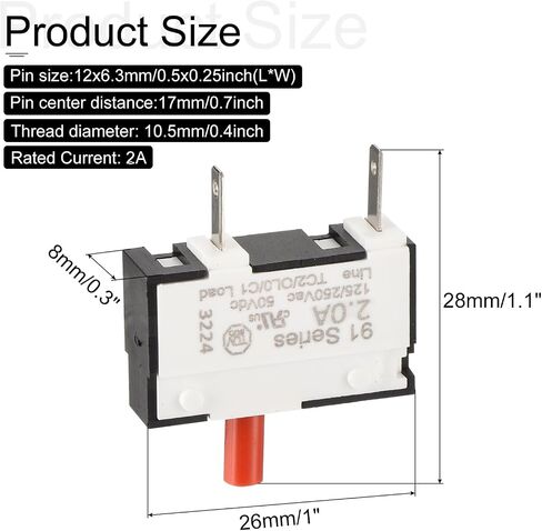 DMiotech 2A Thermal Circuit Breaker Switch 125/250V AC 50V DC Push Button Manual Reset Overload Protector for Upright Vacuum Cleaner Juicer Meat Coffee Grinder in Saudi Arabia