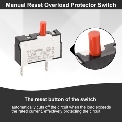 DMiotech 2A Thermal Circuit Breaker Switch 125/250V AC 50V DC Push Button Manual Reset Overload Protector for Upright Vacuum Cleaner Juicer Meat Coffee Grinder in Saudi Arabia