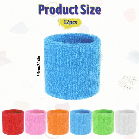 12 PCS Neon Wristbands Tennis Wrist Wrist Sports Wristbands Beyndbands 80s Neon Athletic Youth Football Football Football Bands Runching ، Gym ، التمرين من أجل الشباب in Kuwait