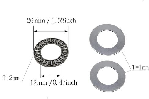 2 Sets AXK5070Thrust Needle Roller Bearings with 4 Washers，Thrust Bearing ID50mm OD70mm，2mm Width；Industrial Bearing for Automotive Robot Industrial Equipment Etc in Kuwait